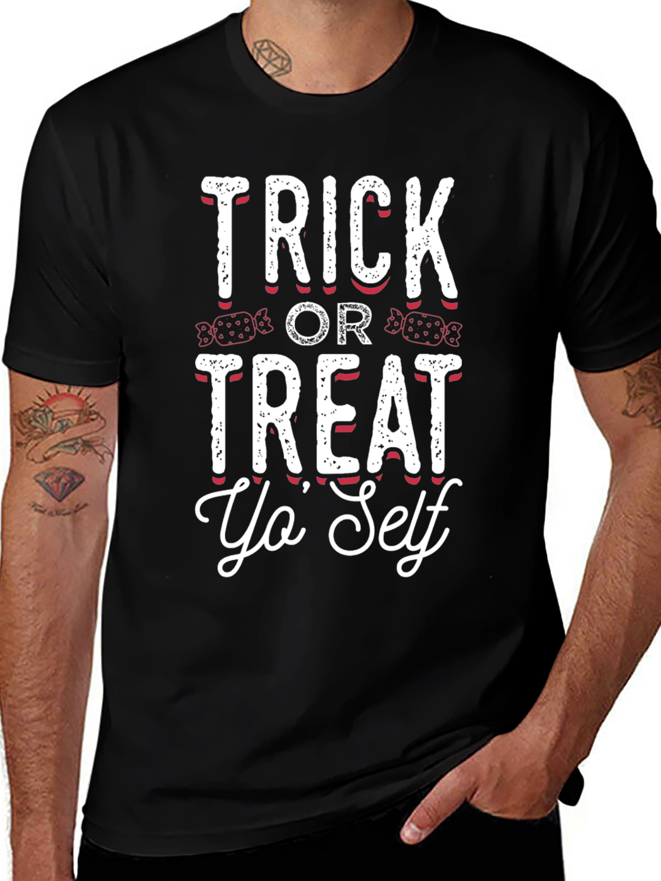 Trick or Treat Yo Self Black Graphic Tee