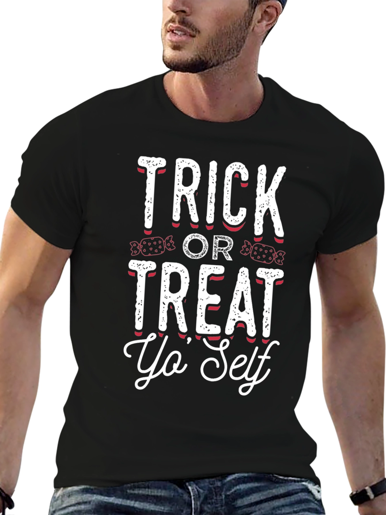 Trick or Treat Yo Self Black Graphic Tee