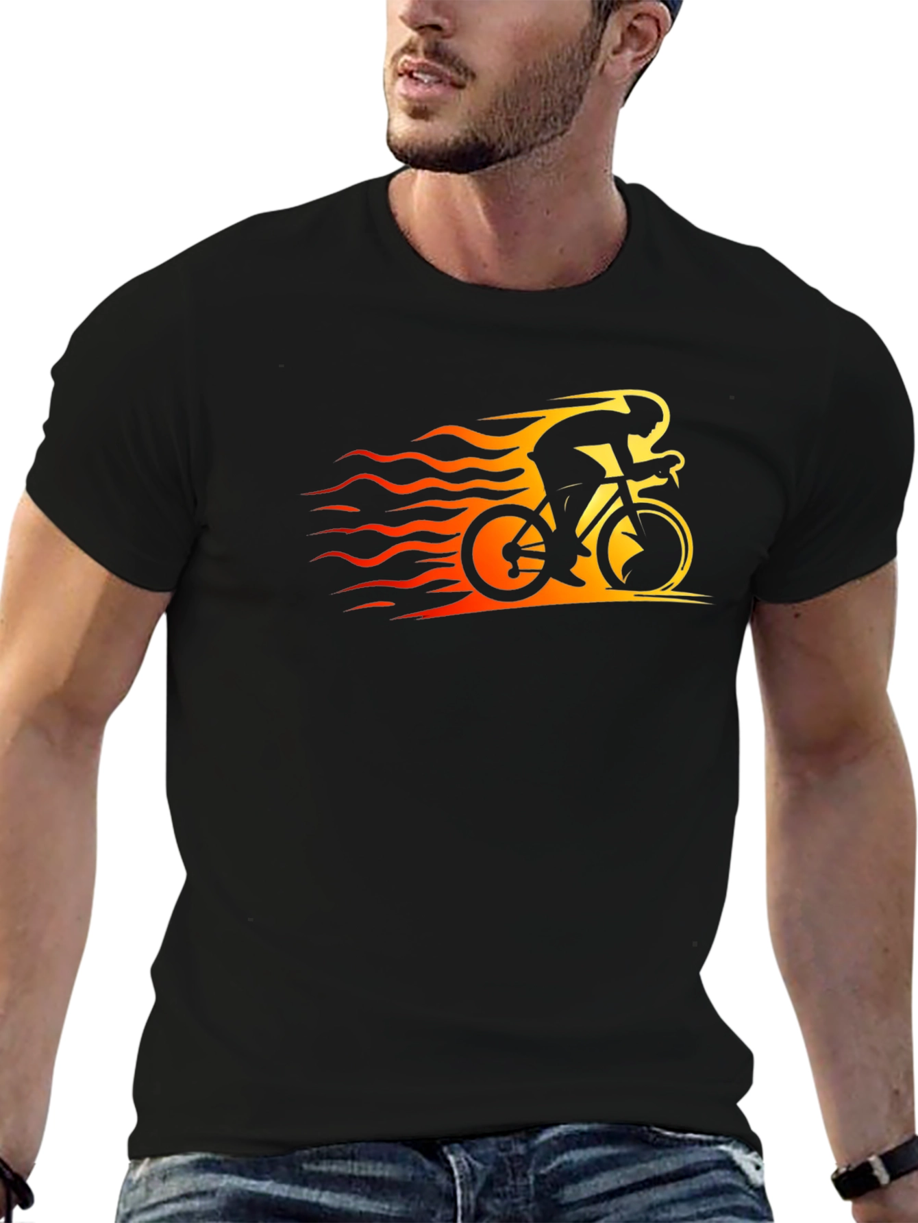 Fiery Biker Black T-Shirt