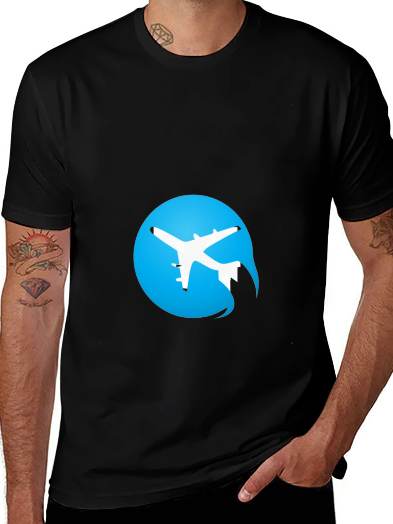 Airplane Logo Black T-Shirt