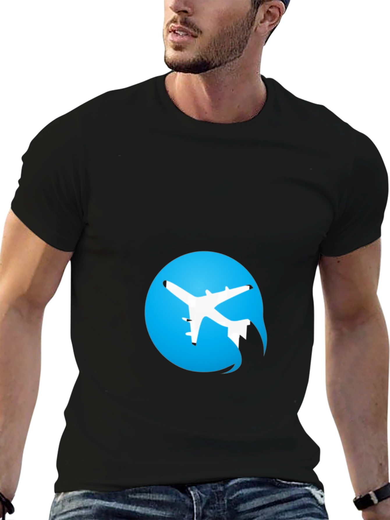 Airplane Logo Black T-Shirt