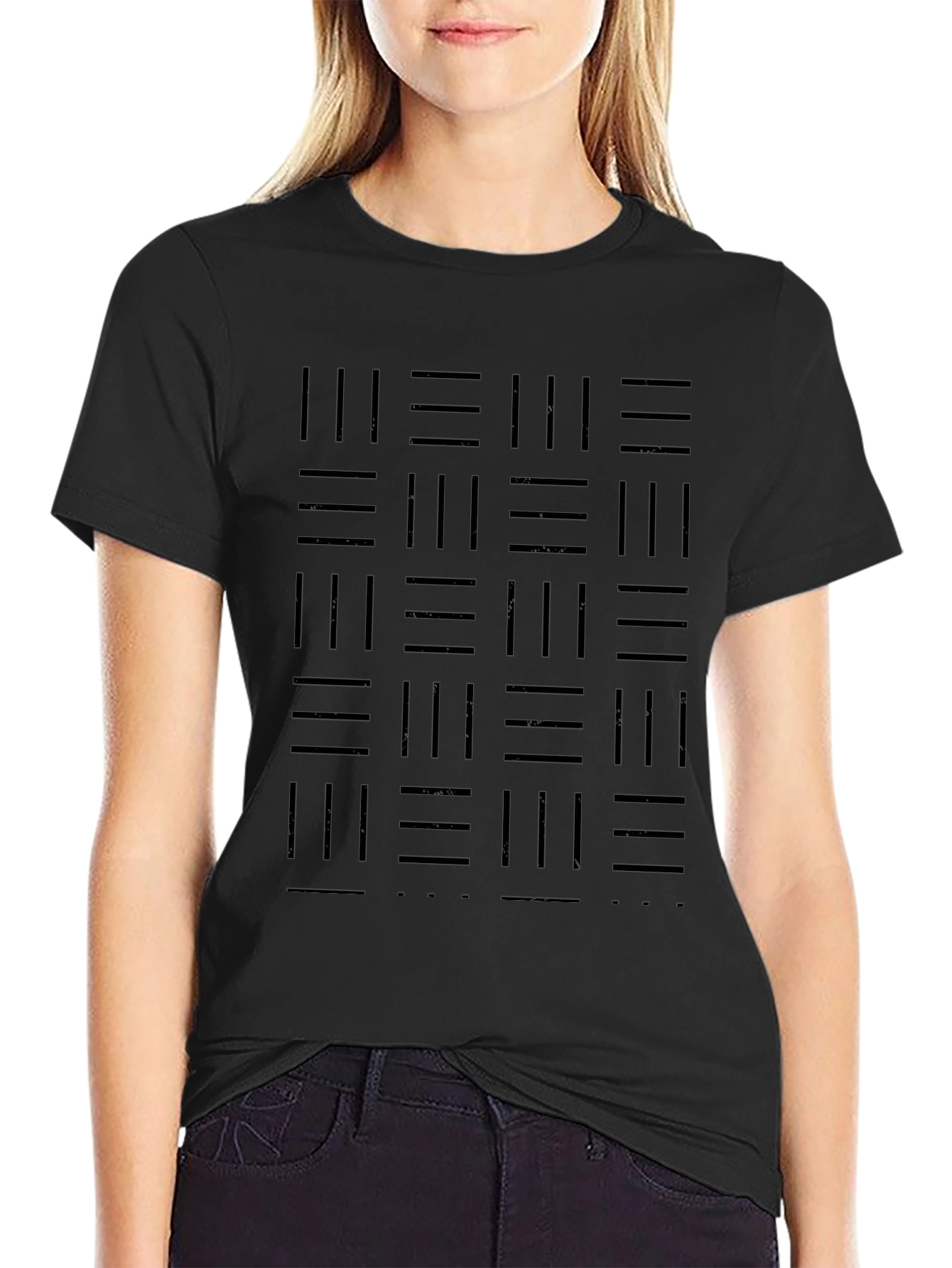 Modern Geometric Pattern Black T-Shirt
