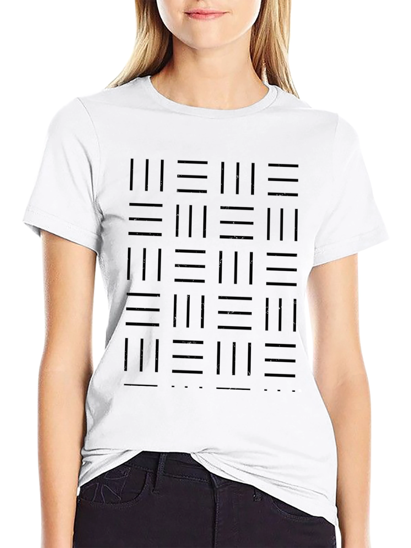 Modern Geometric Pattern Black T-Shirt