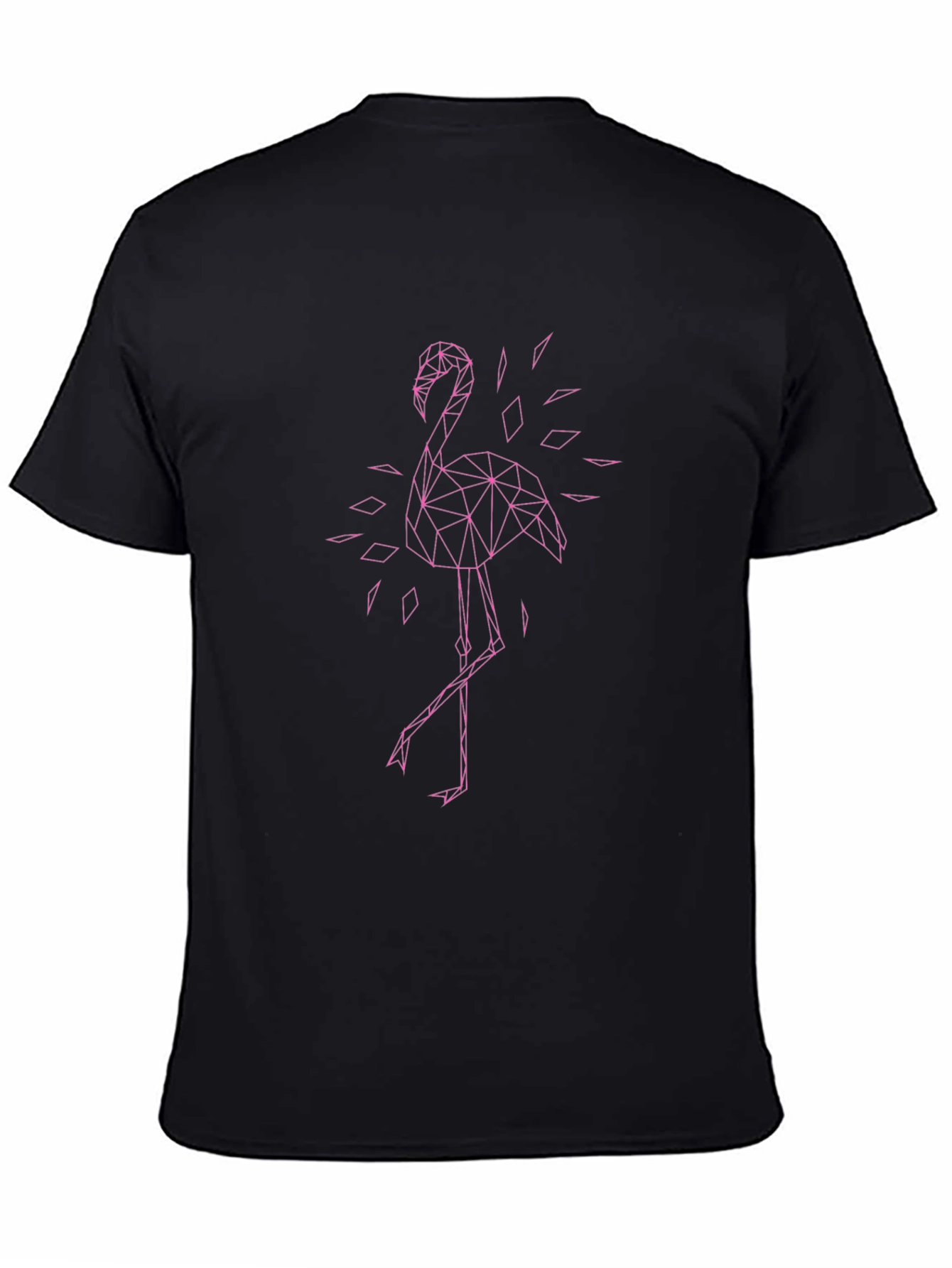 Geometric Flamingo Graphic Tee - Black Cotton T-Shirt