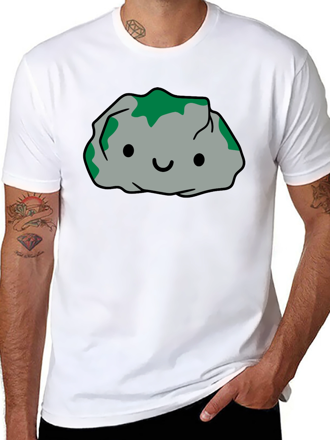 Cute Rock Character Black T-Shirt