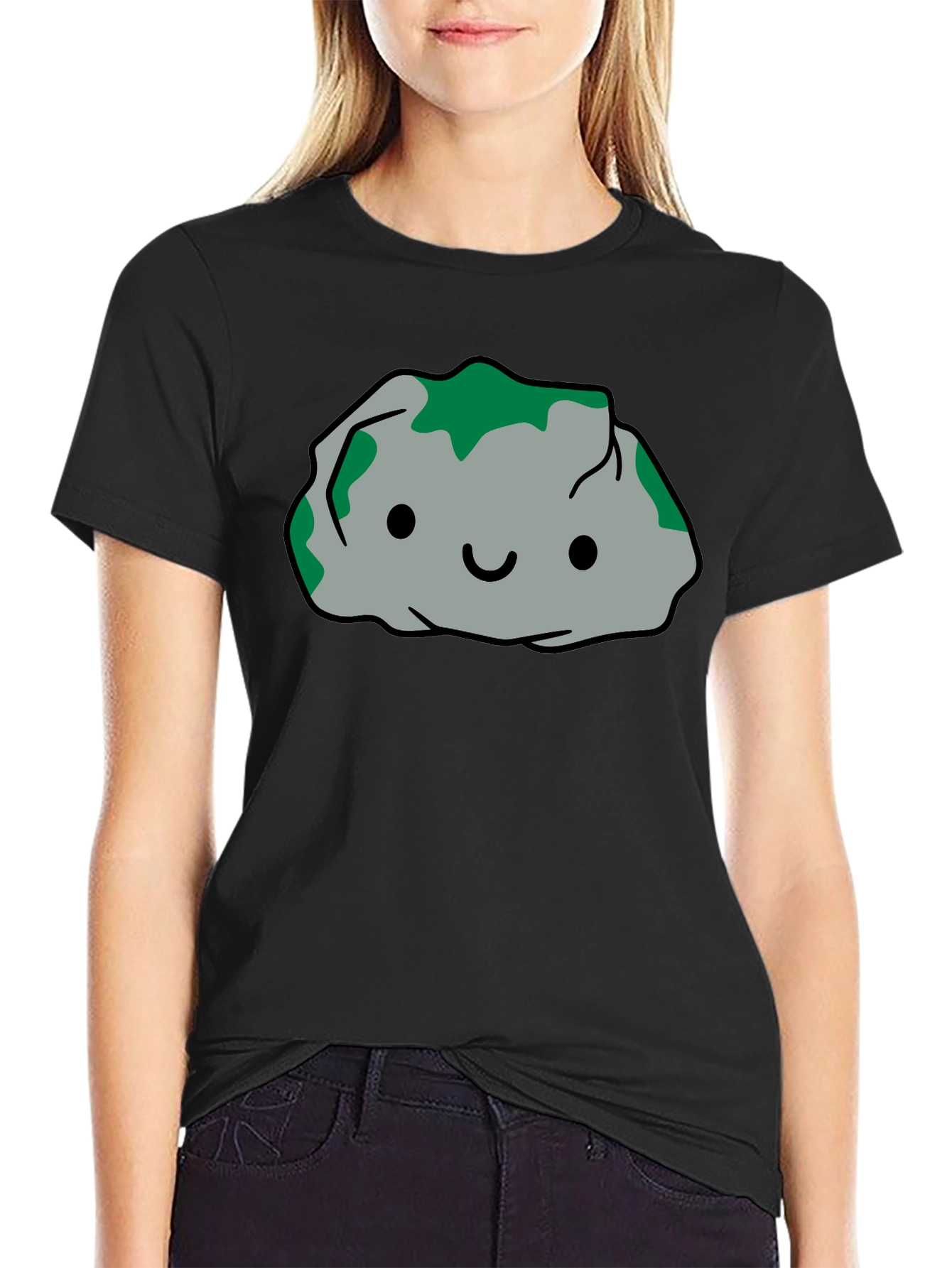 Cute Rock Character Black T-Shirt