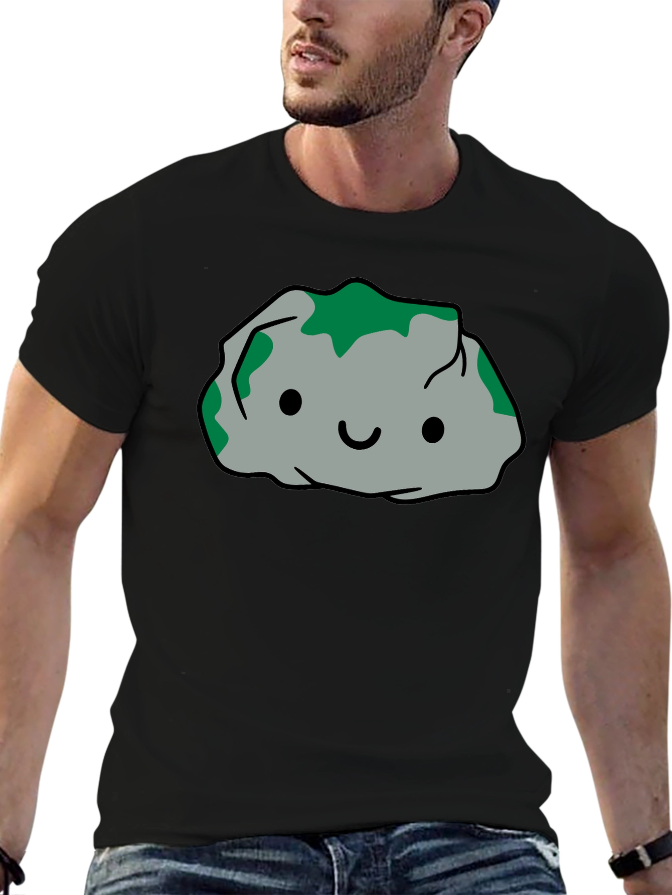 Cute Rock Character Black T-Shirt