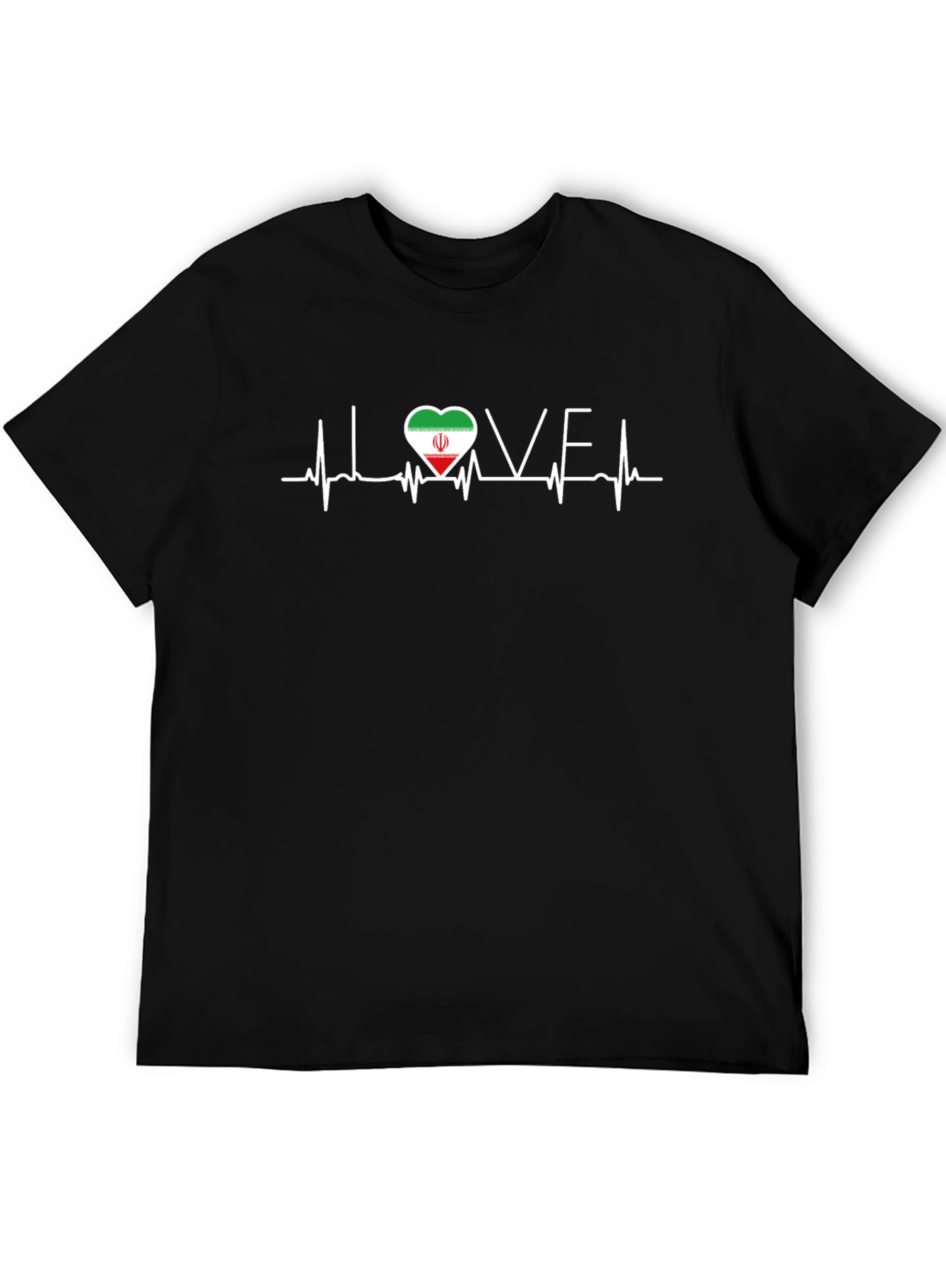 I Love Iran Heartbeat T-Shirt - Black