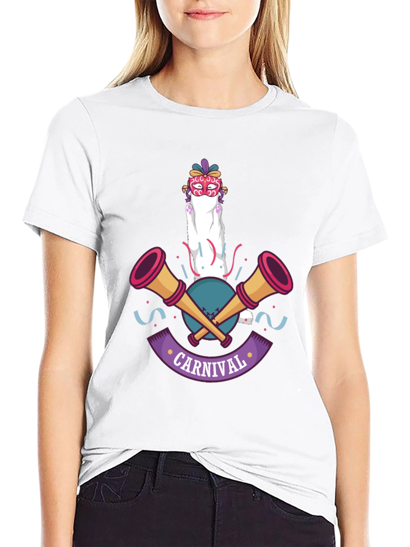 Carnival Cat T-Shirt - Festive Celebration Wear