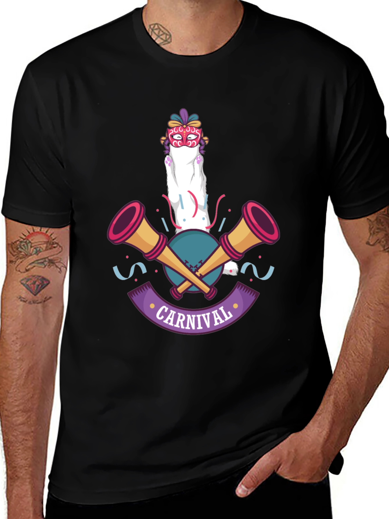Carnival Cat T-Shirt - Festive Celebration Wear