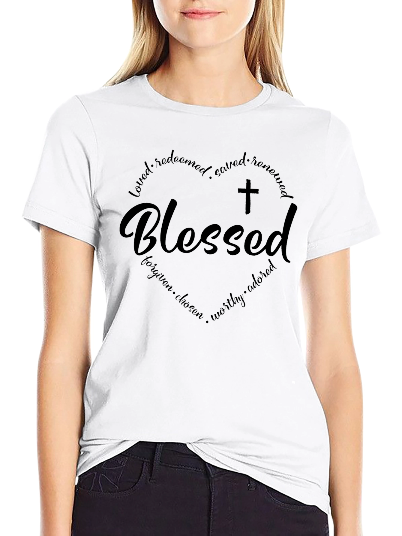 Blessed Heart Graphic T-Shirt - Black