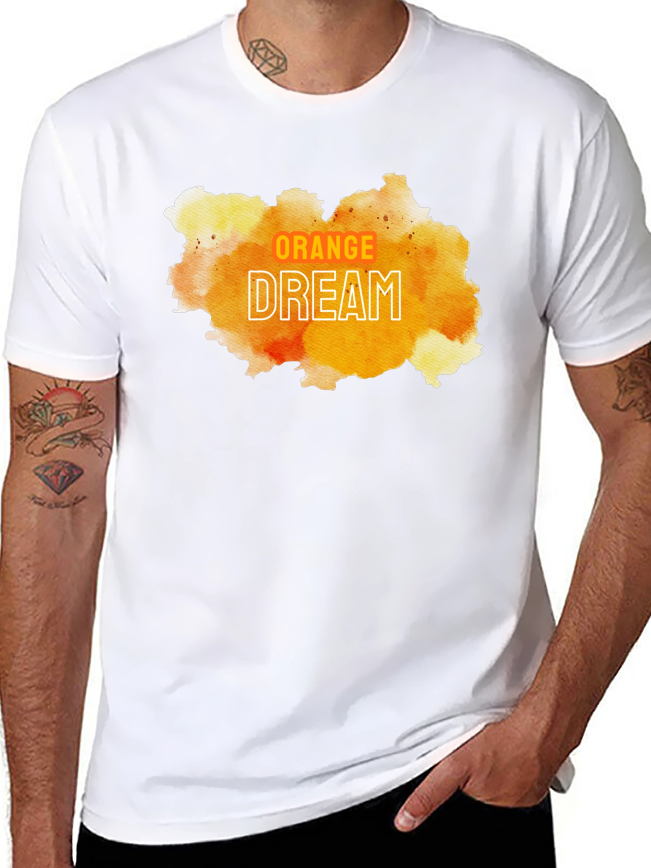 Orange Dream Graphic Tee - Modern Artistic T-Shirt