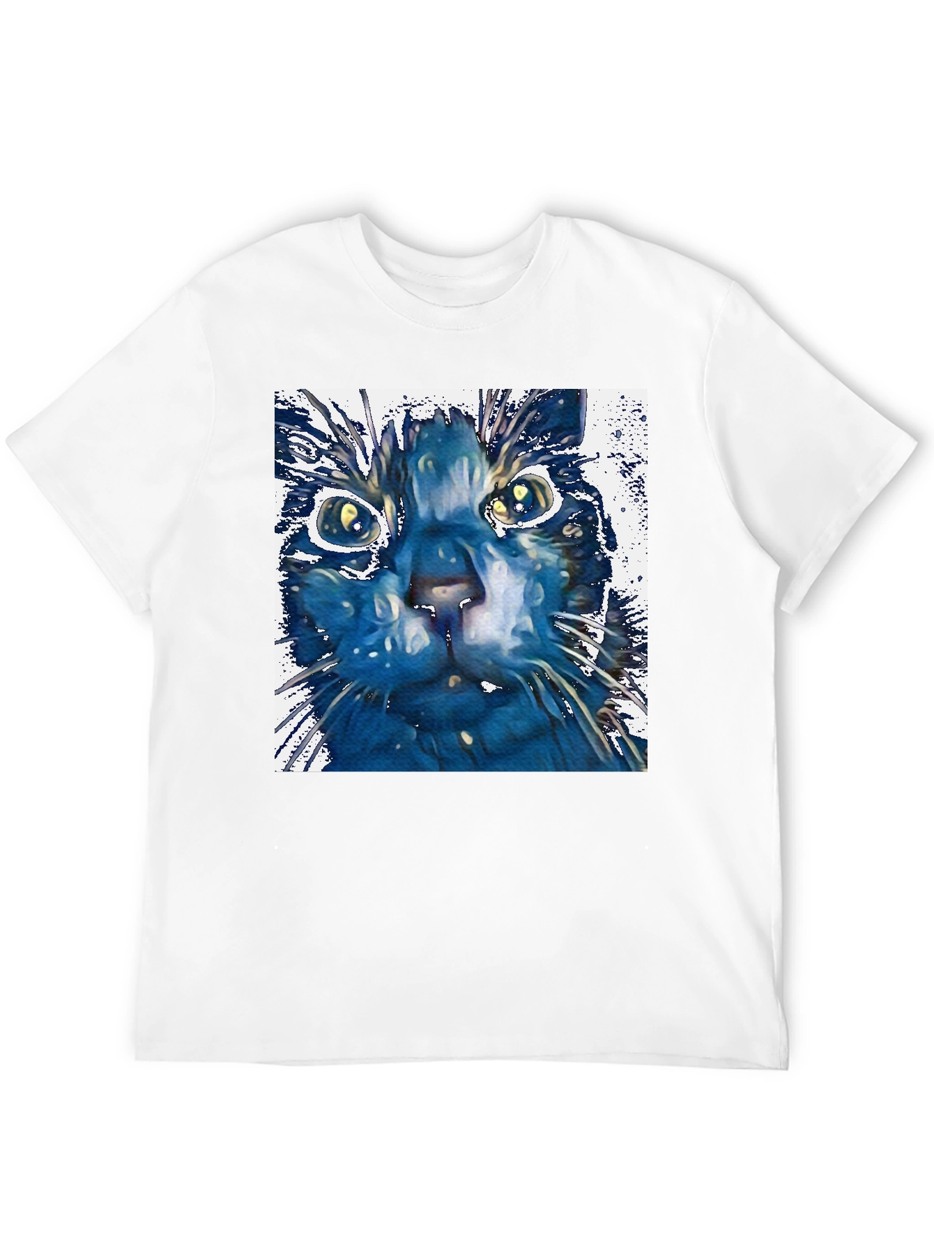 Abstract Cat Art Print Black T-Shirt