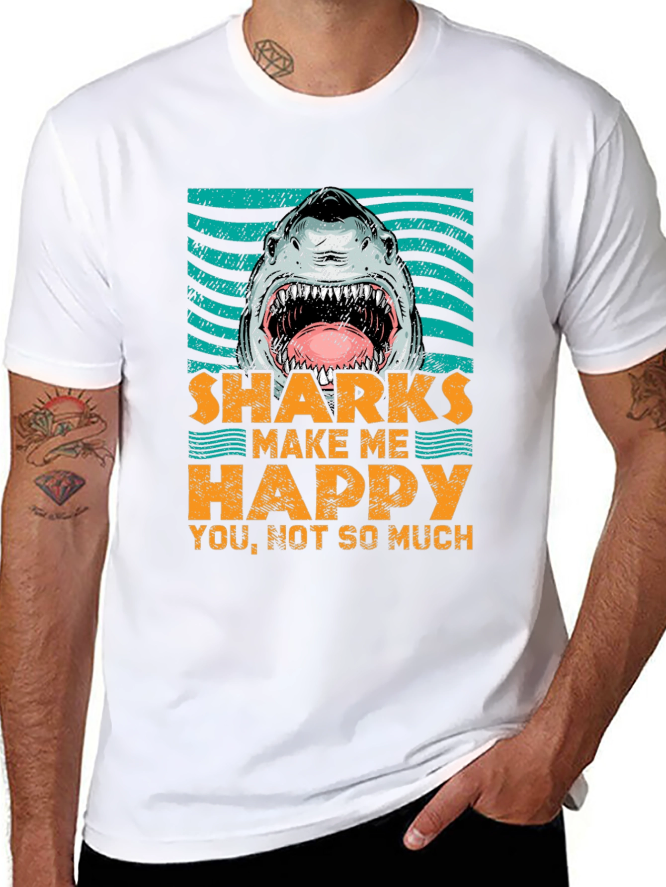 Sharks Make Me Happy T-Shirt - Graphic Tee