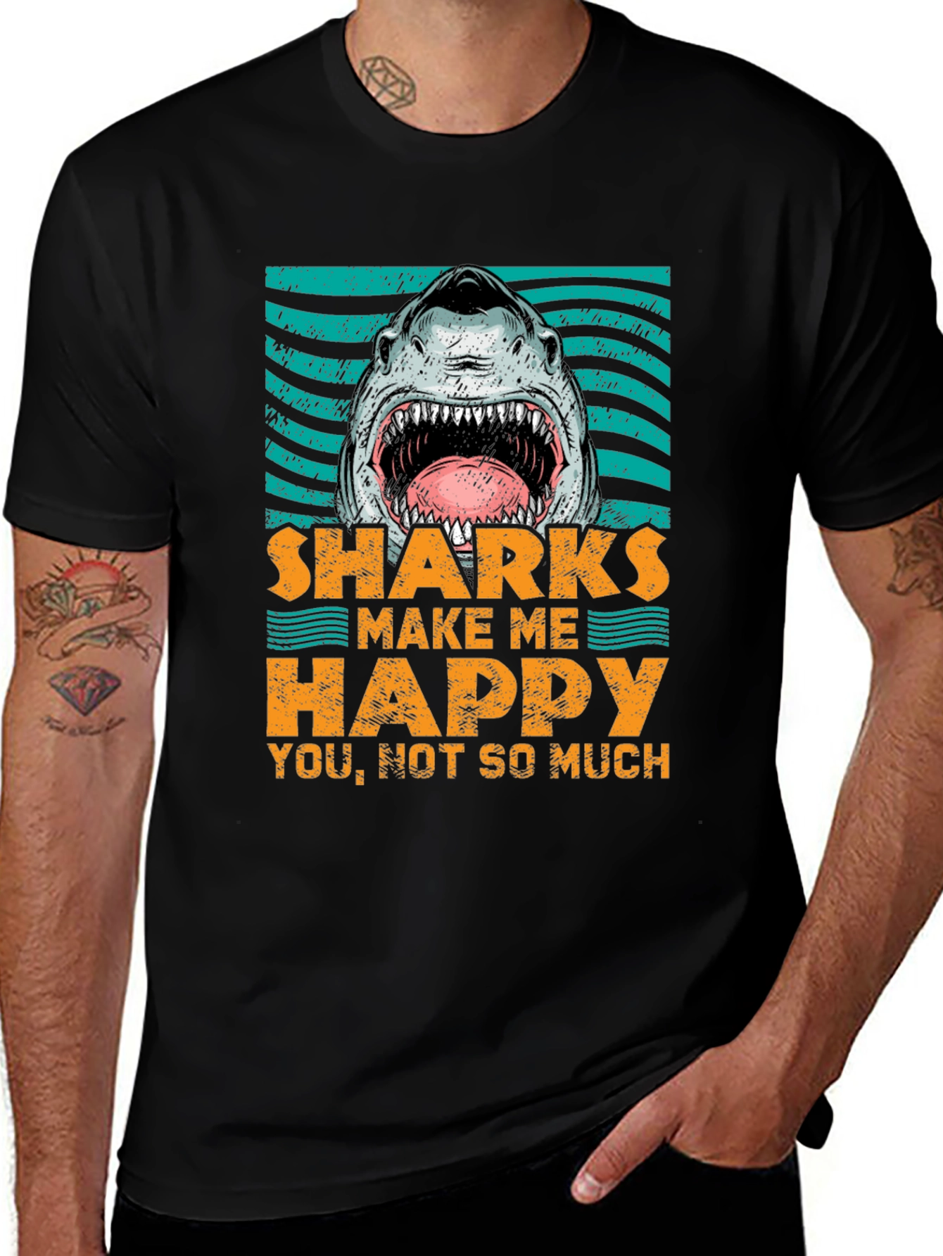 Sharks Make Me Happy T-Shirt - Graphic Tee
