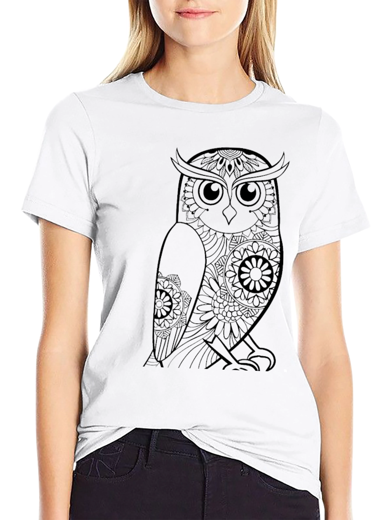 Mens Black Owl Graphic Tee