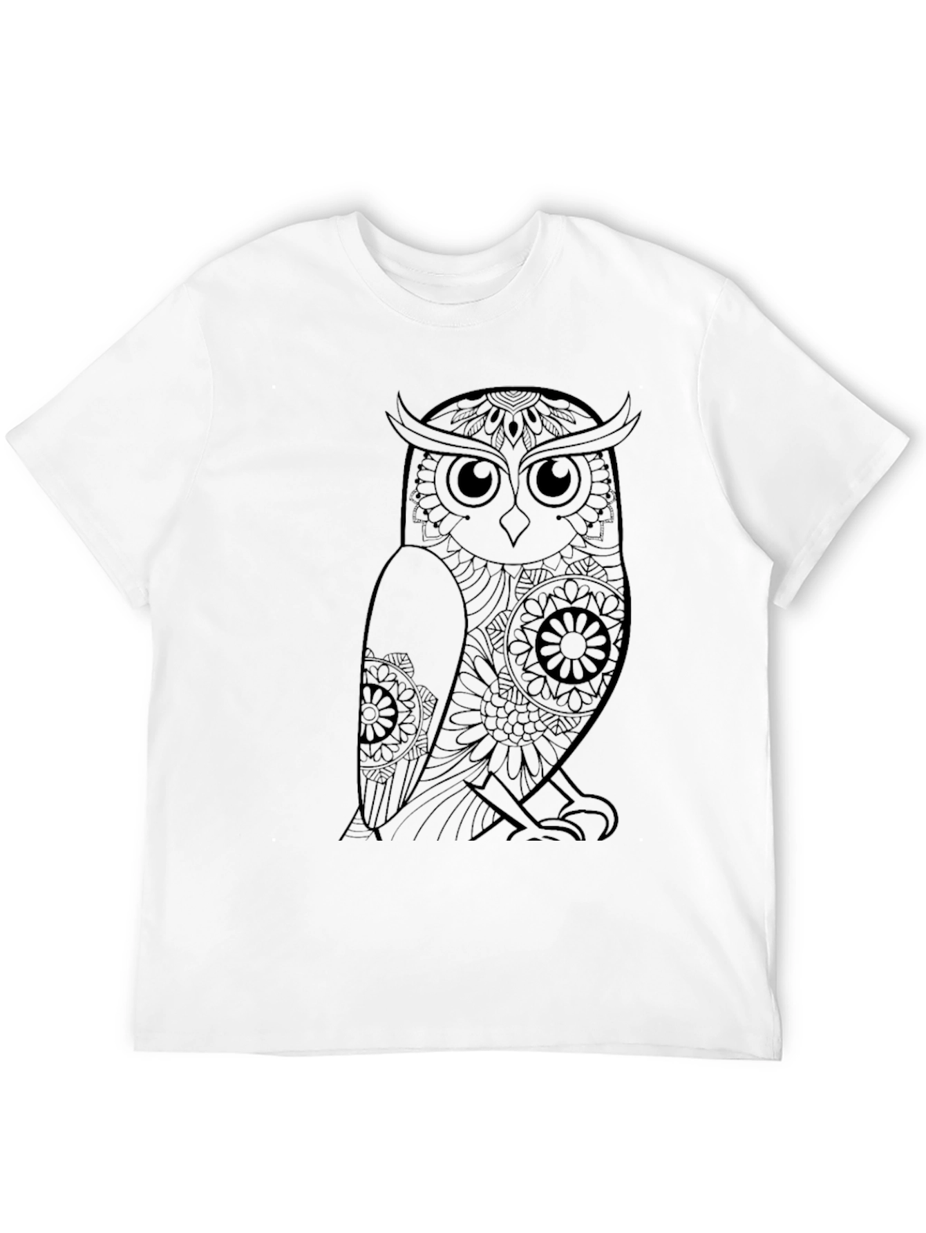 Mens Black Owl Graphic Tee