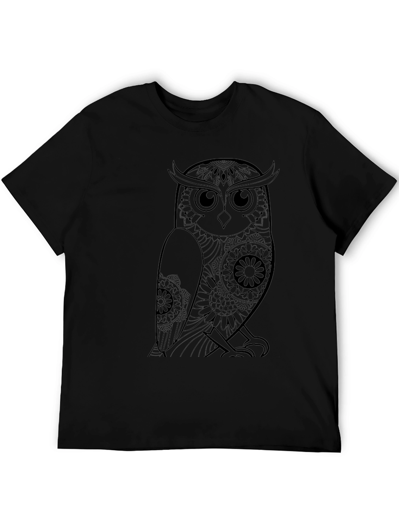 Mens Black Owl Graphic Tee