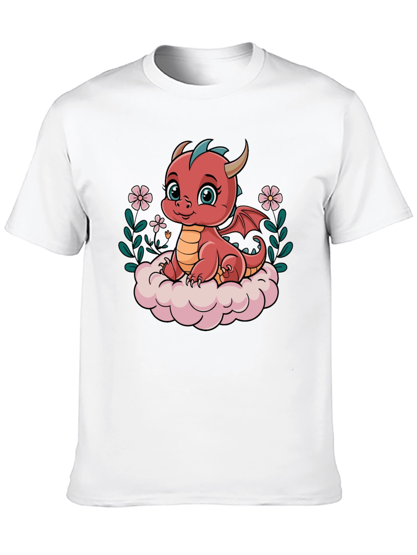Cute Dragon Graphic Tee - Black Cotton Shirt
