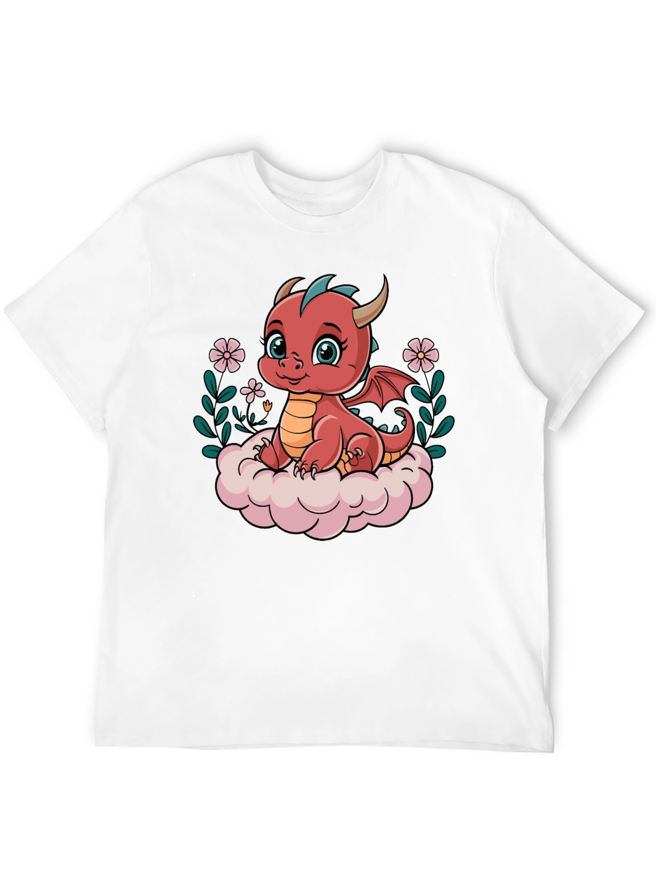 Cute Dragon Graphic Tee - Black Cotton Shirt