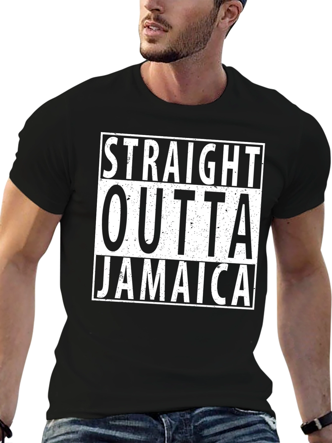 Straight Outta Jamaica Graphic Tee - Black