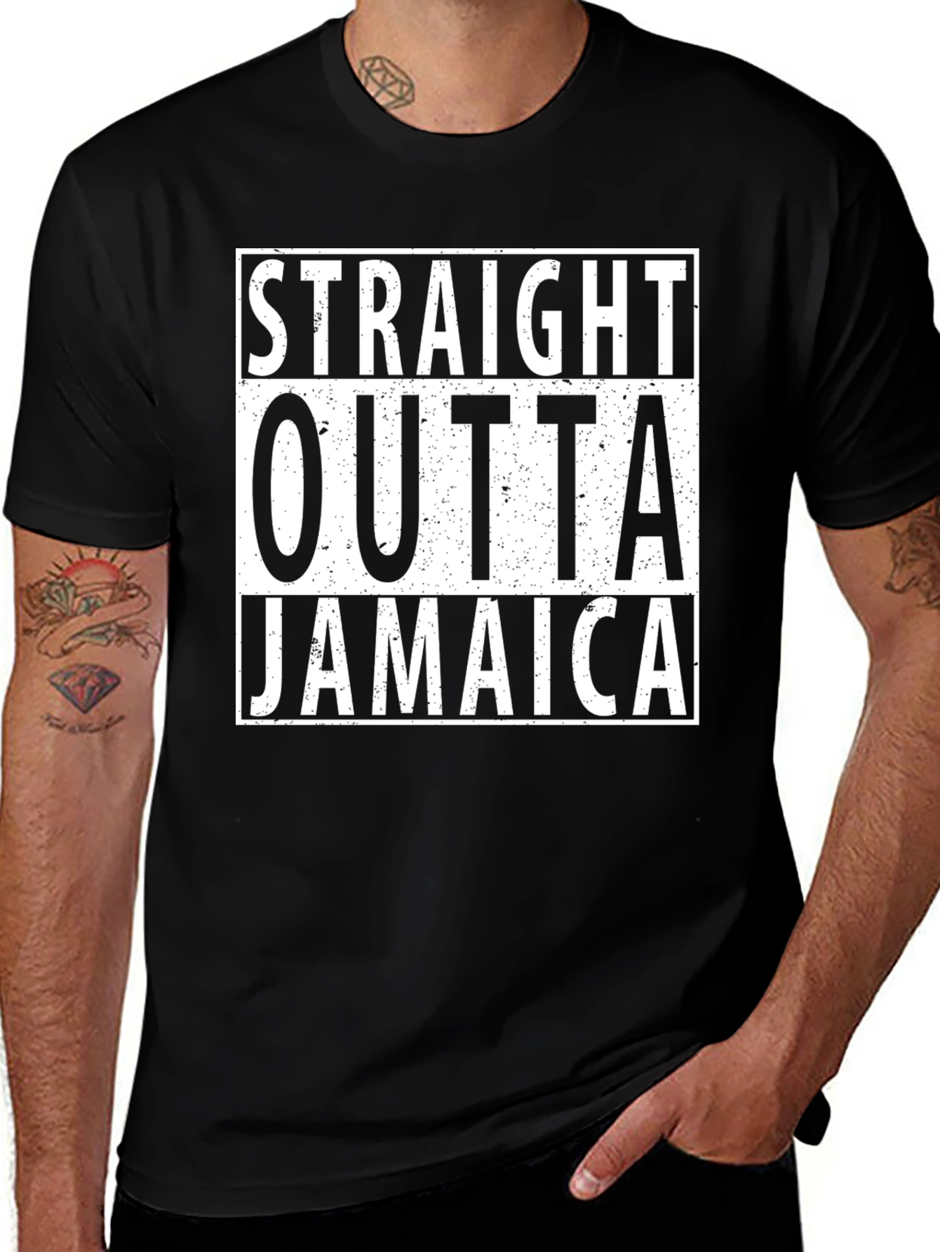 Straight Outta Jamaica Graphic Tee - Black