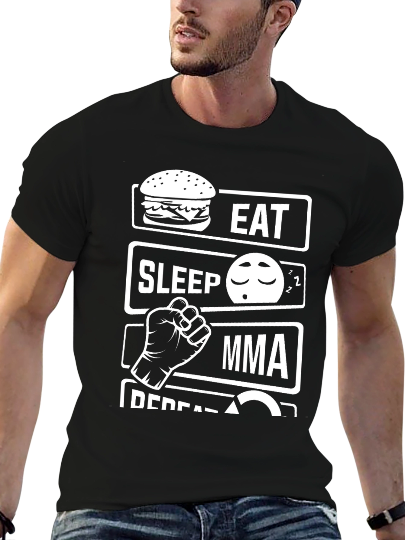 Eat Sleep MMA Repeat T-Shirt Black
