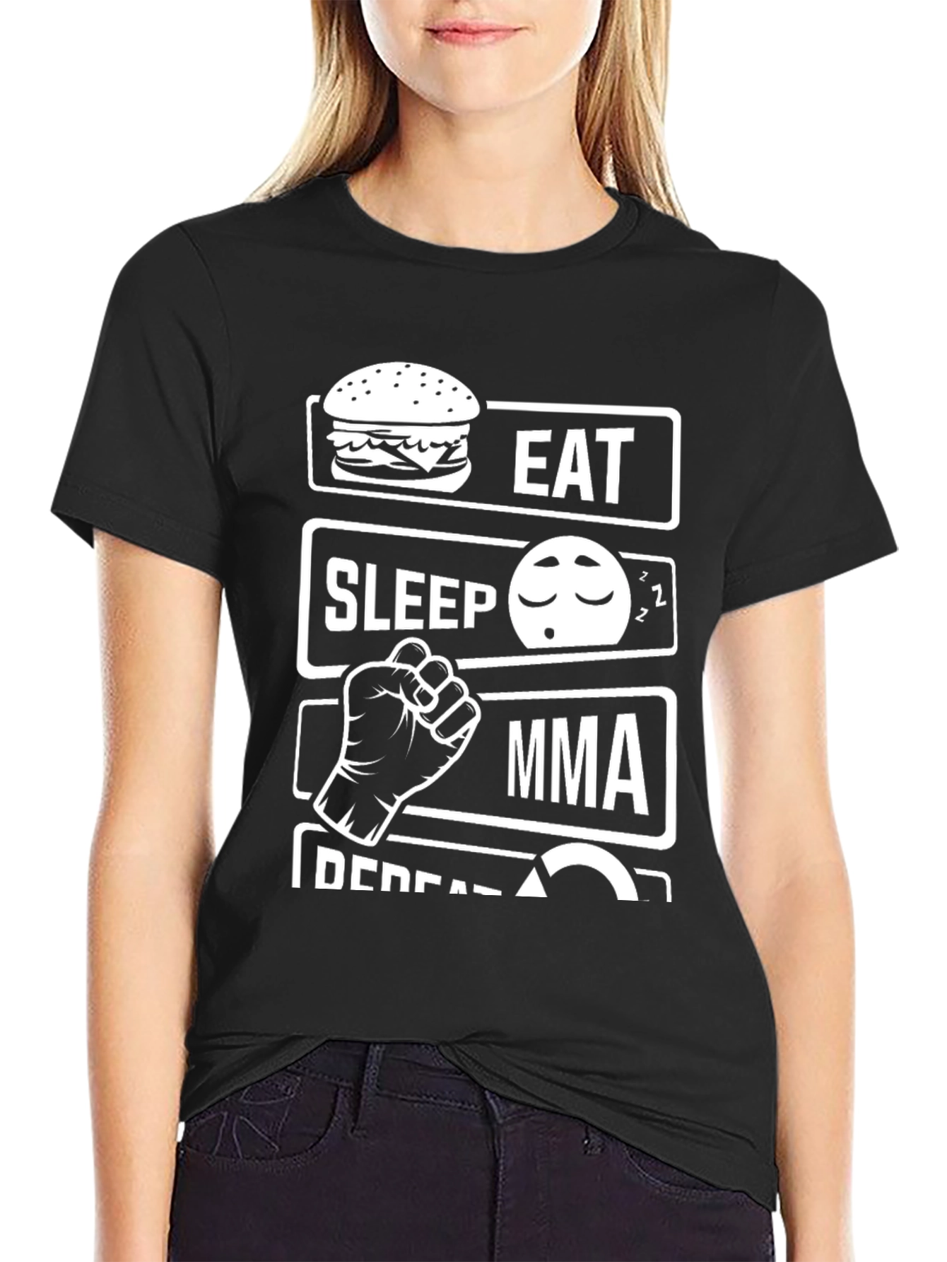 Eat Sleep MMA Repeat T-Shirt Black