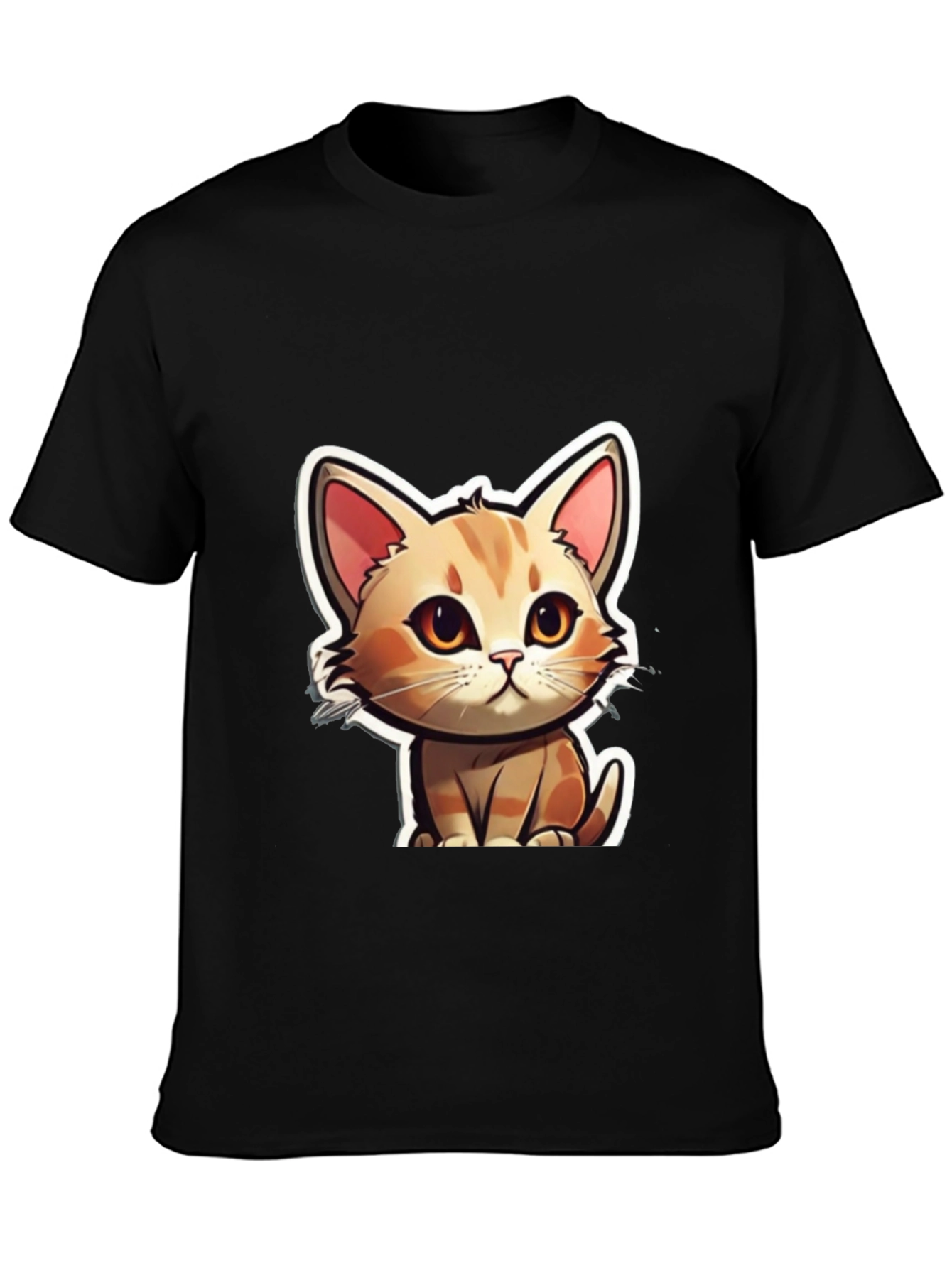 Cute Cartoon Cat T-Shirt - Soft Black Tee