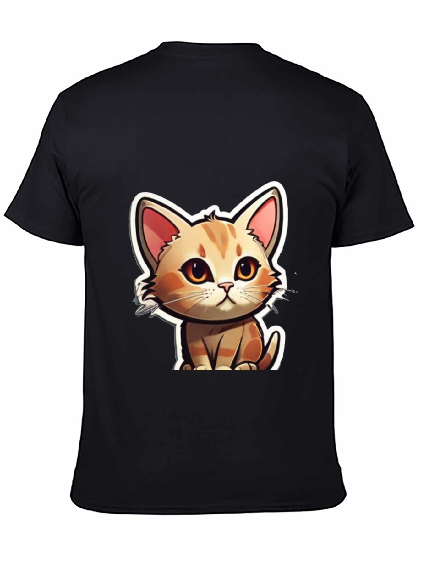Cute Cartoon Cat T-Shirt - Soft Black Tee