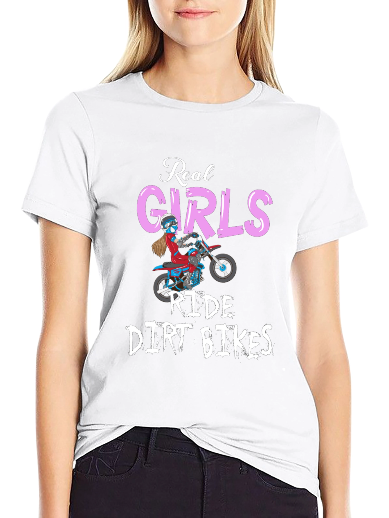 Real Girls Ride Dirt Bikes T-Shirt - Black