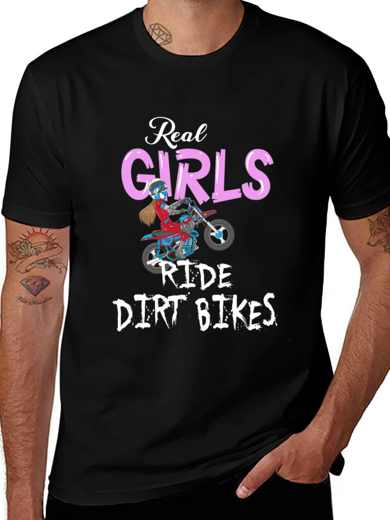 Real Girls Ride Dirt Bikes T-Shirt - Black