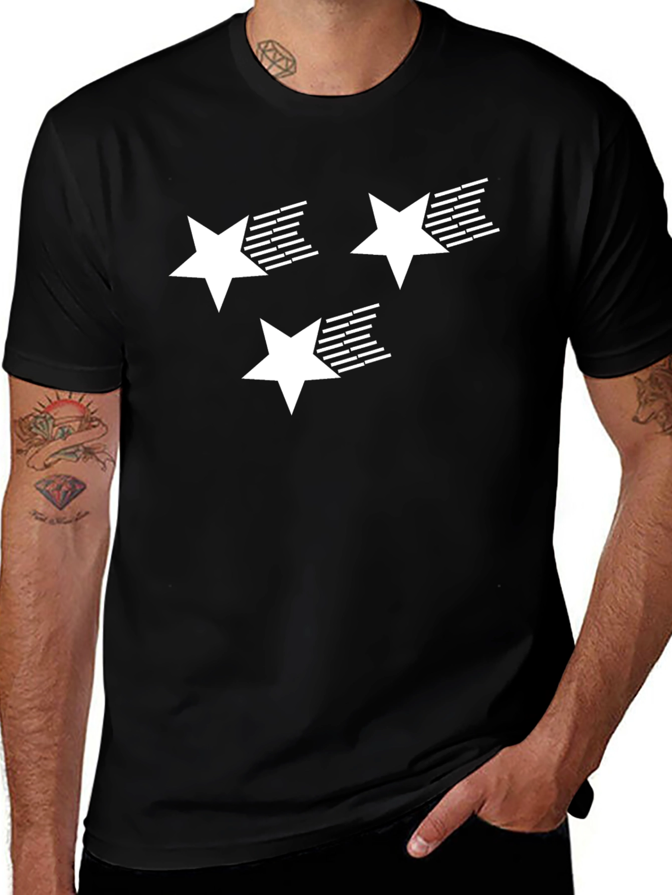 Stars Graphic T-Shirt | Black Cotton Tee