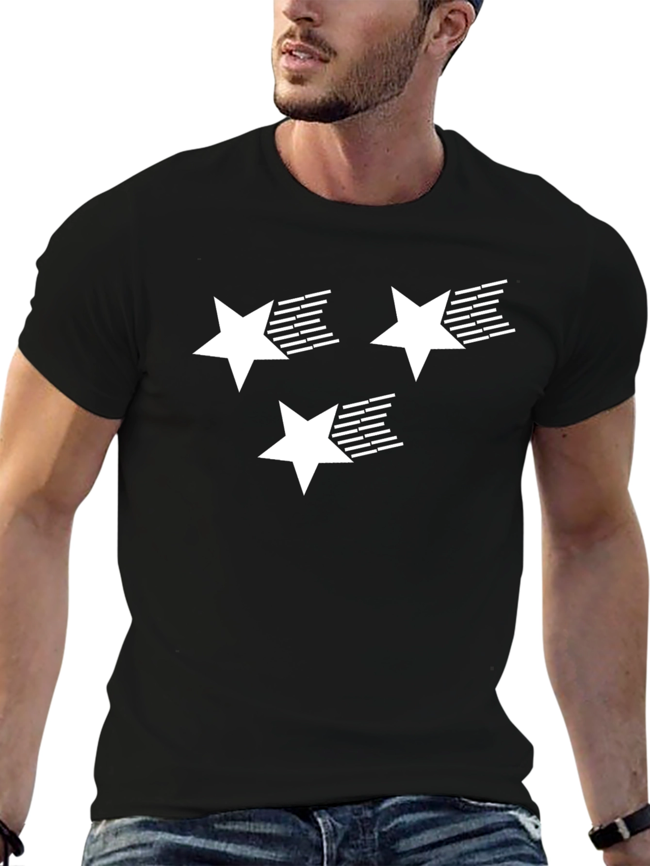 Stars Graphic T-Shirt | Black Cotton Tee