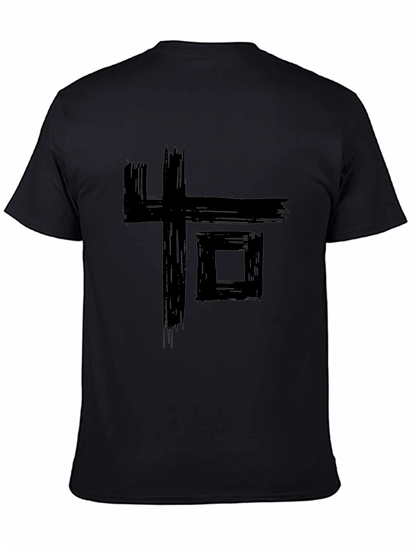 Abstract Graphic Print Black Tee
