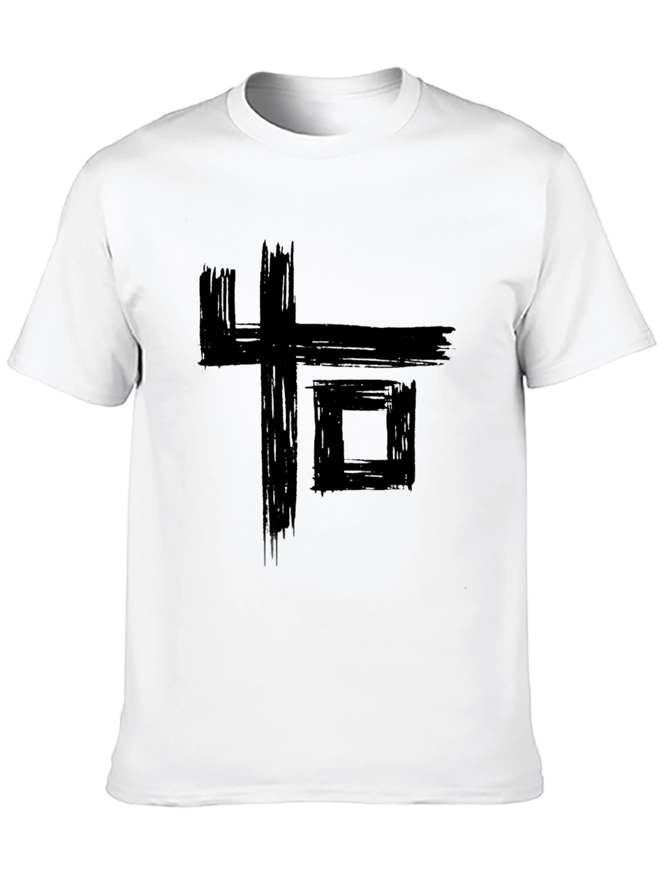 Abstract Graphic Print Black Tee