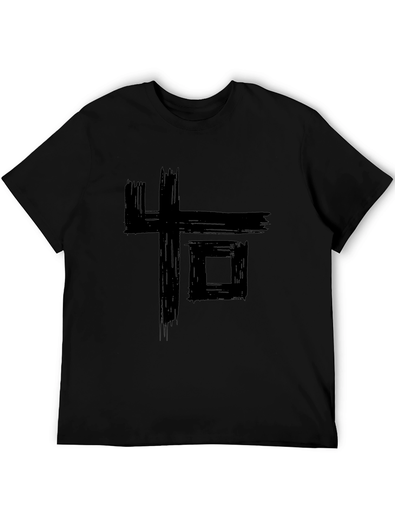 Abstract Graphic Print Black Tee