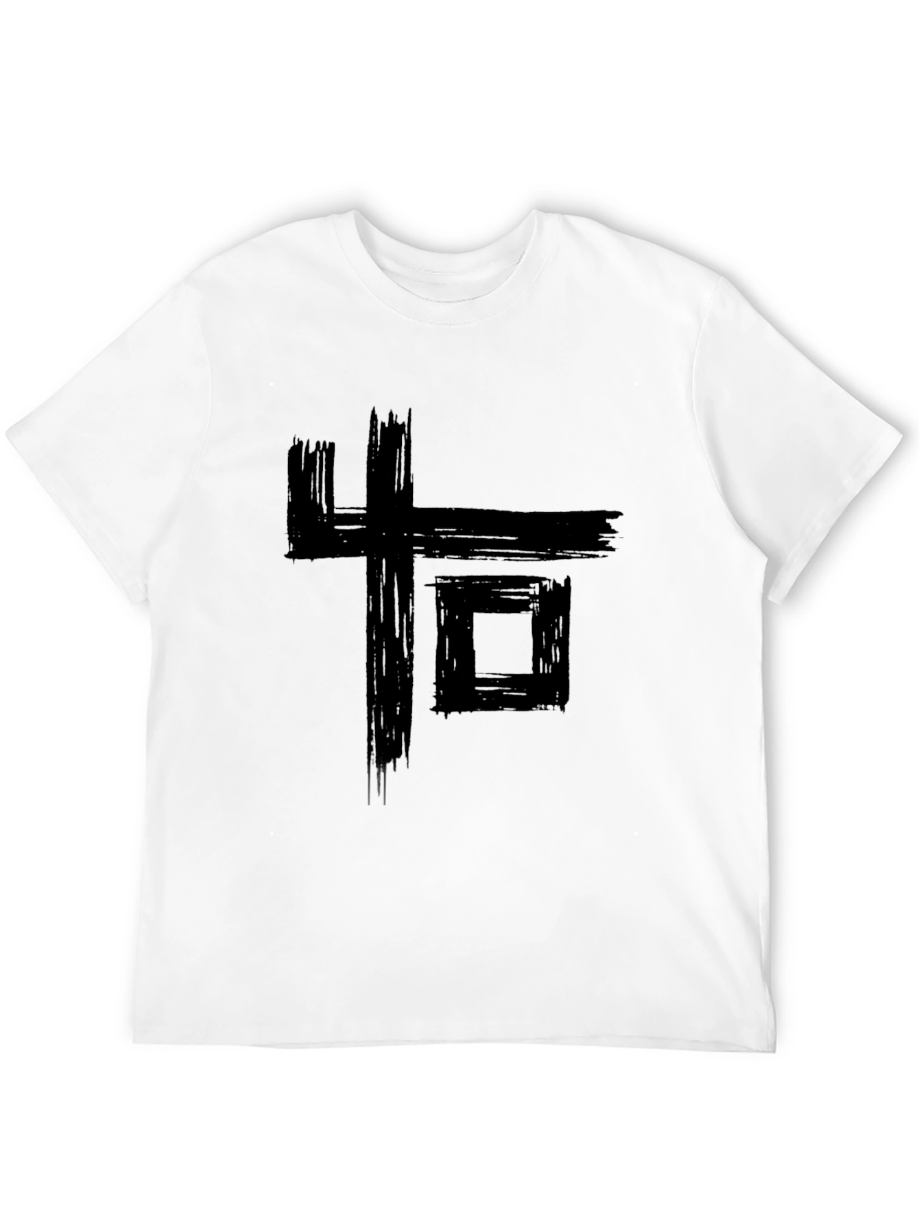 Abstract Graphic Print Black Tee