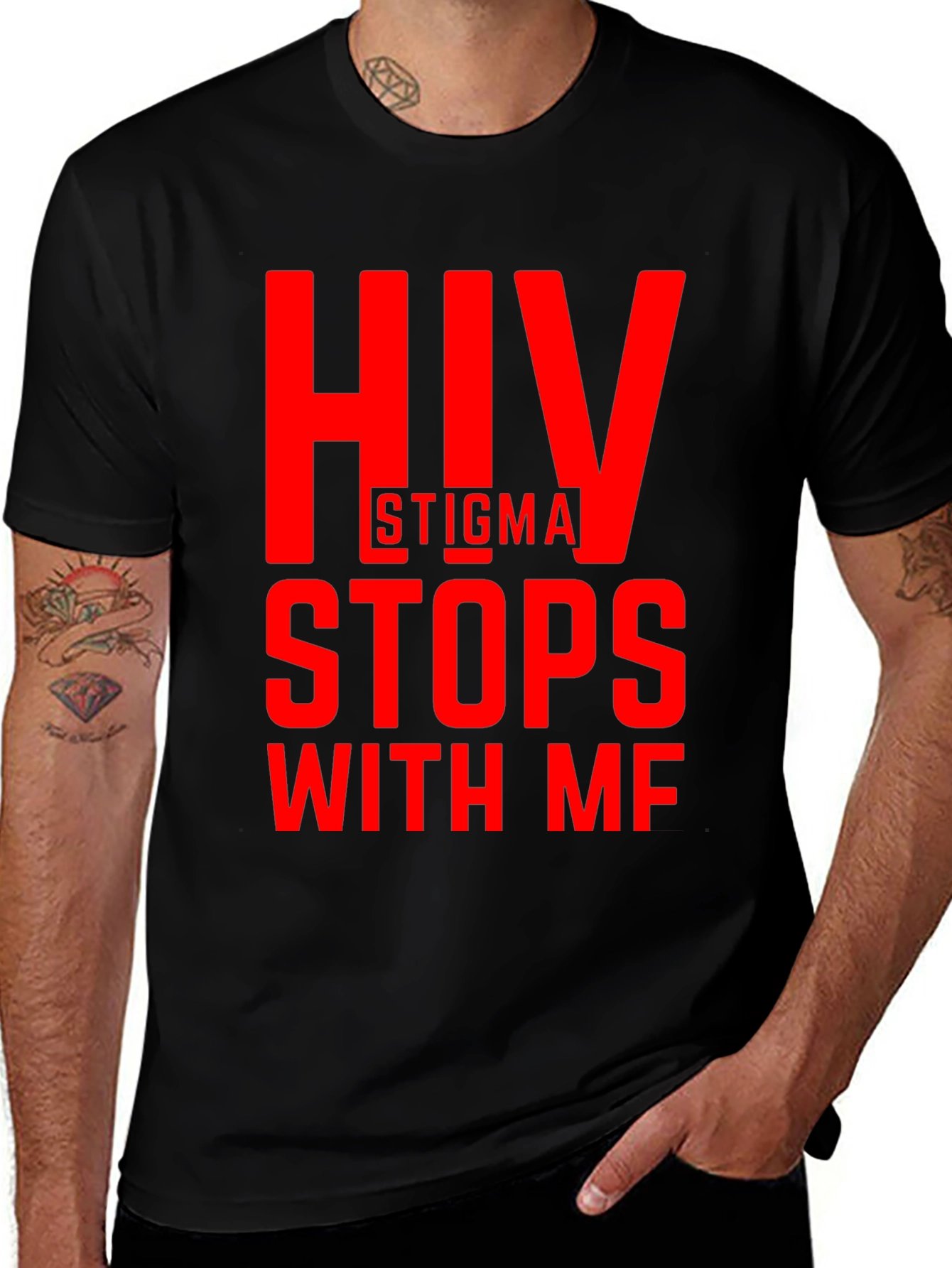 HIV Stigma Stops With Me Black Tee