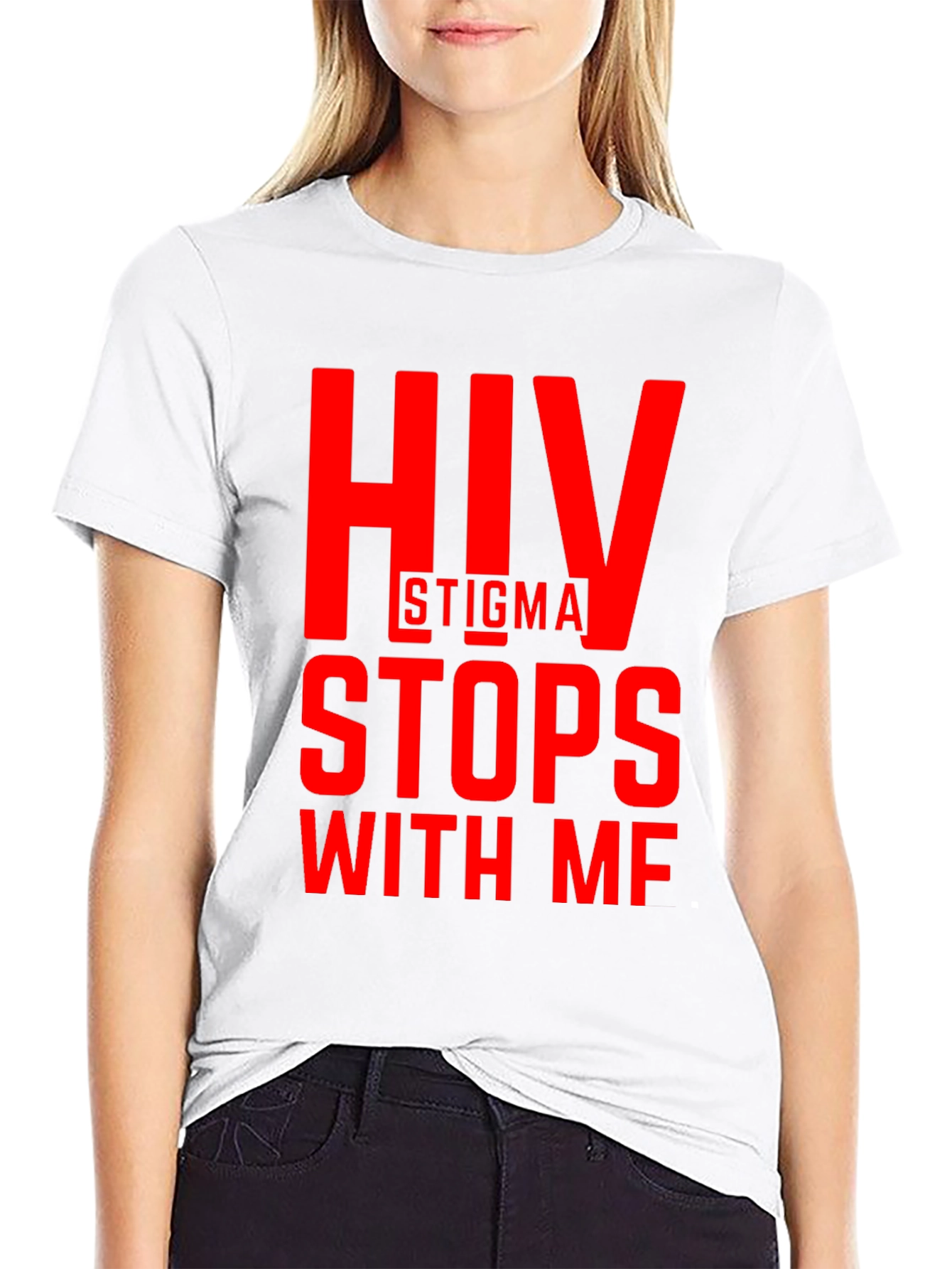 HIV Stigma Stops With Me Black Tee