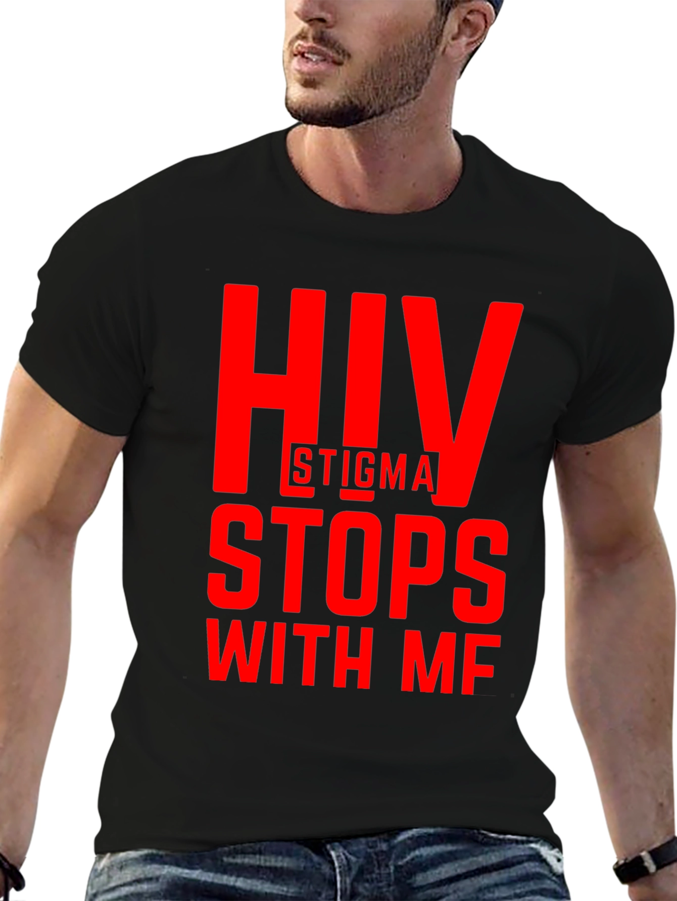 HIV Stigma Stops With Me Black Tee