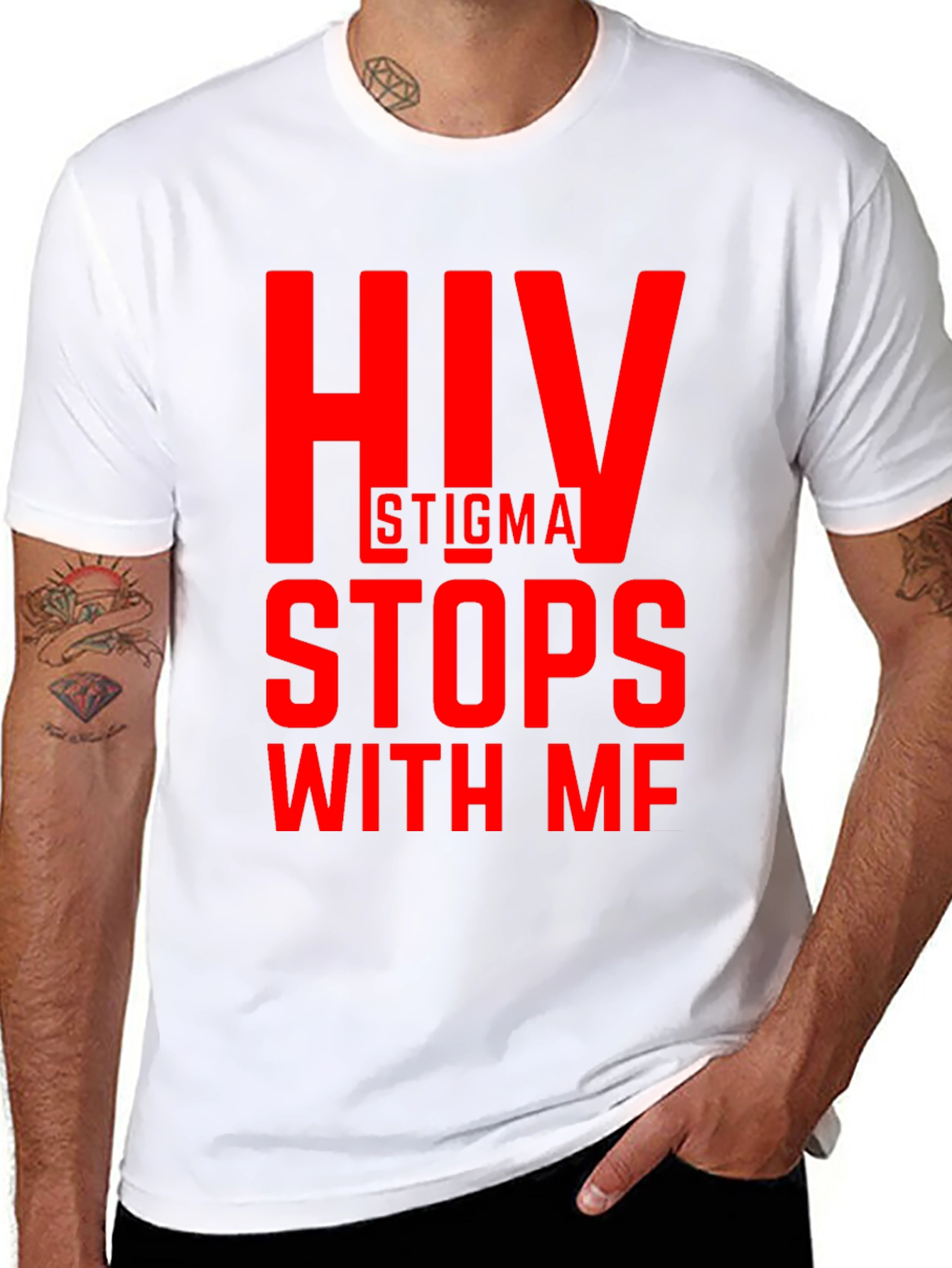 HIV Stigma Stops With Me Black Tee
