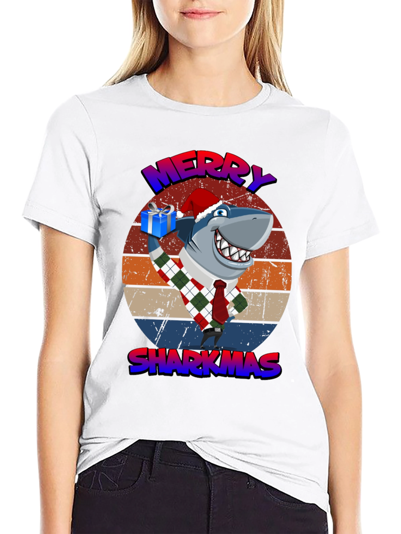 Merry Sharkmas T-Shirt - Holiday Shark Gift