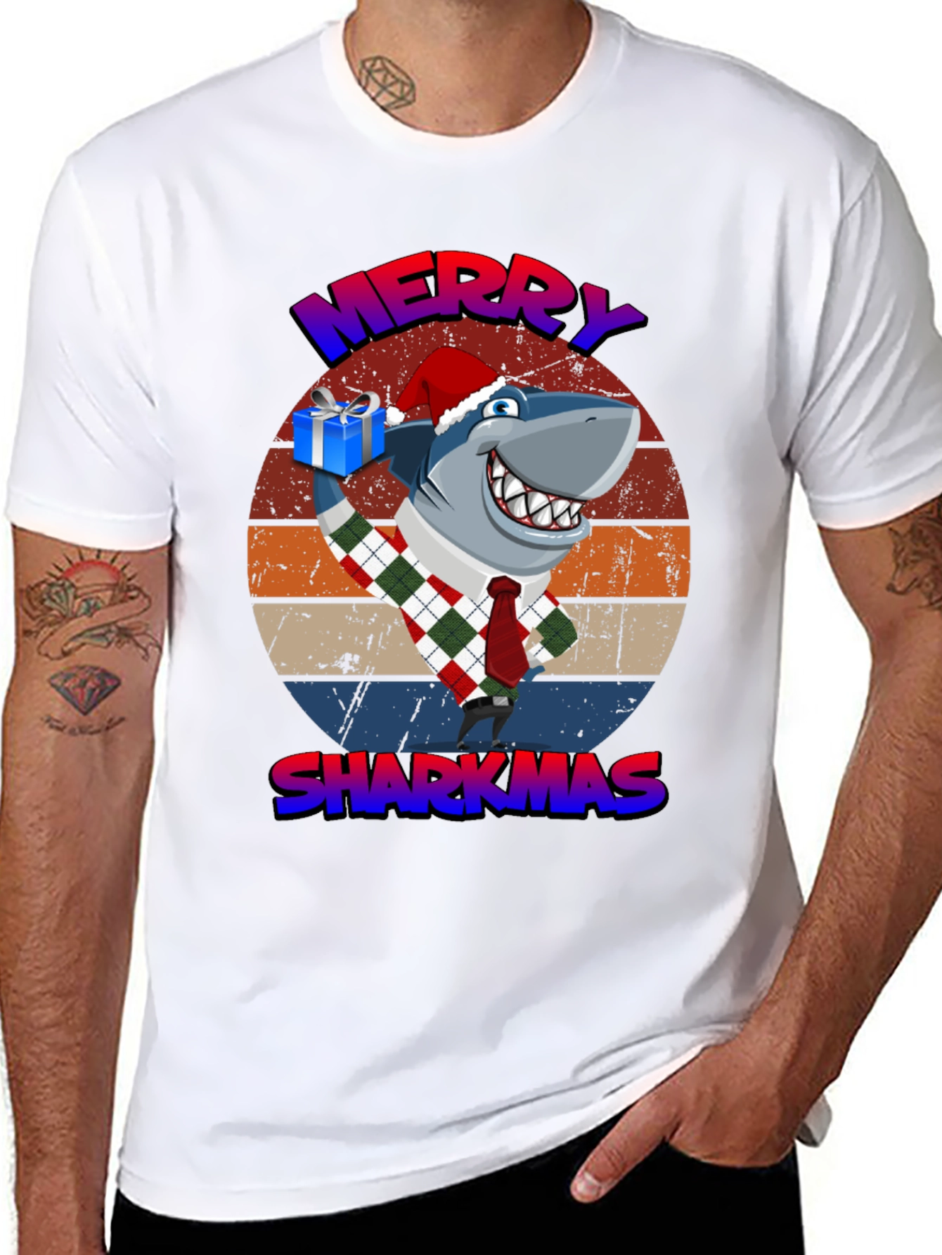 Merry Sharkmas T-Shirt - Holiday Shark Gift