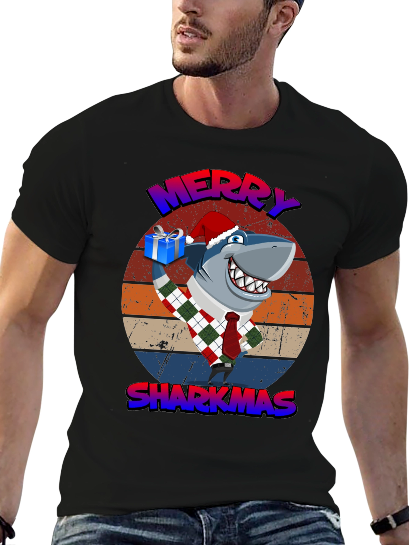 Merry Sharkmas T-Shirt - Holiday Shark Gift