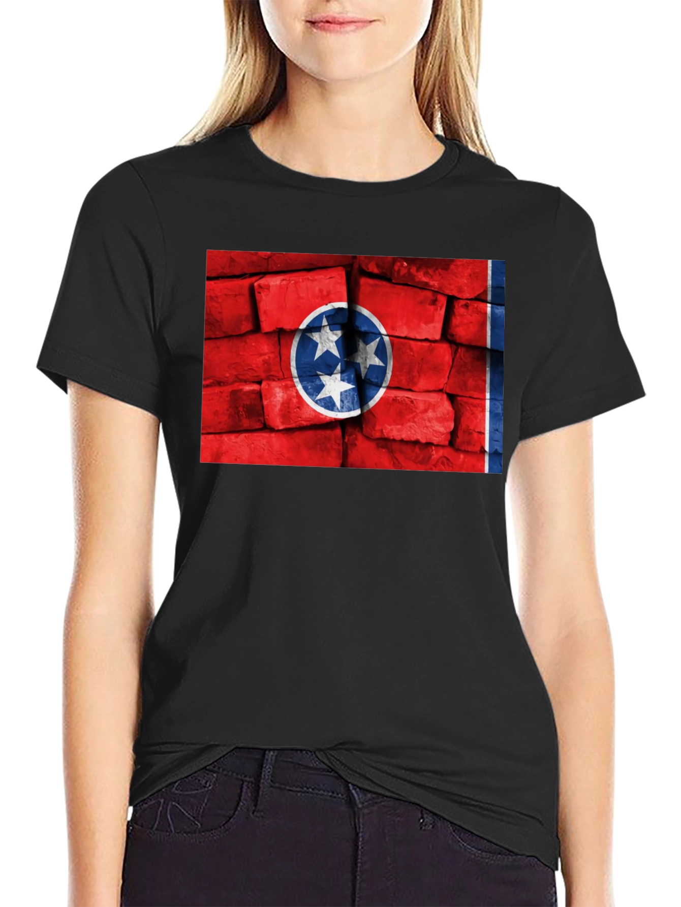 Tennessee Flag Brick Wall Graphic T-Shirt