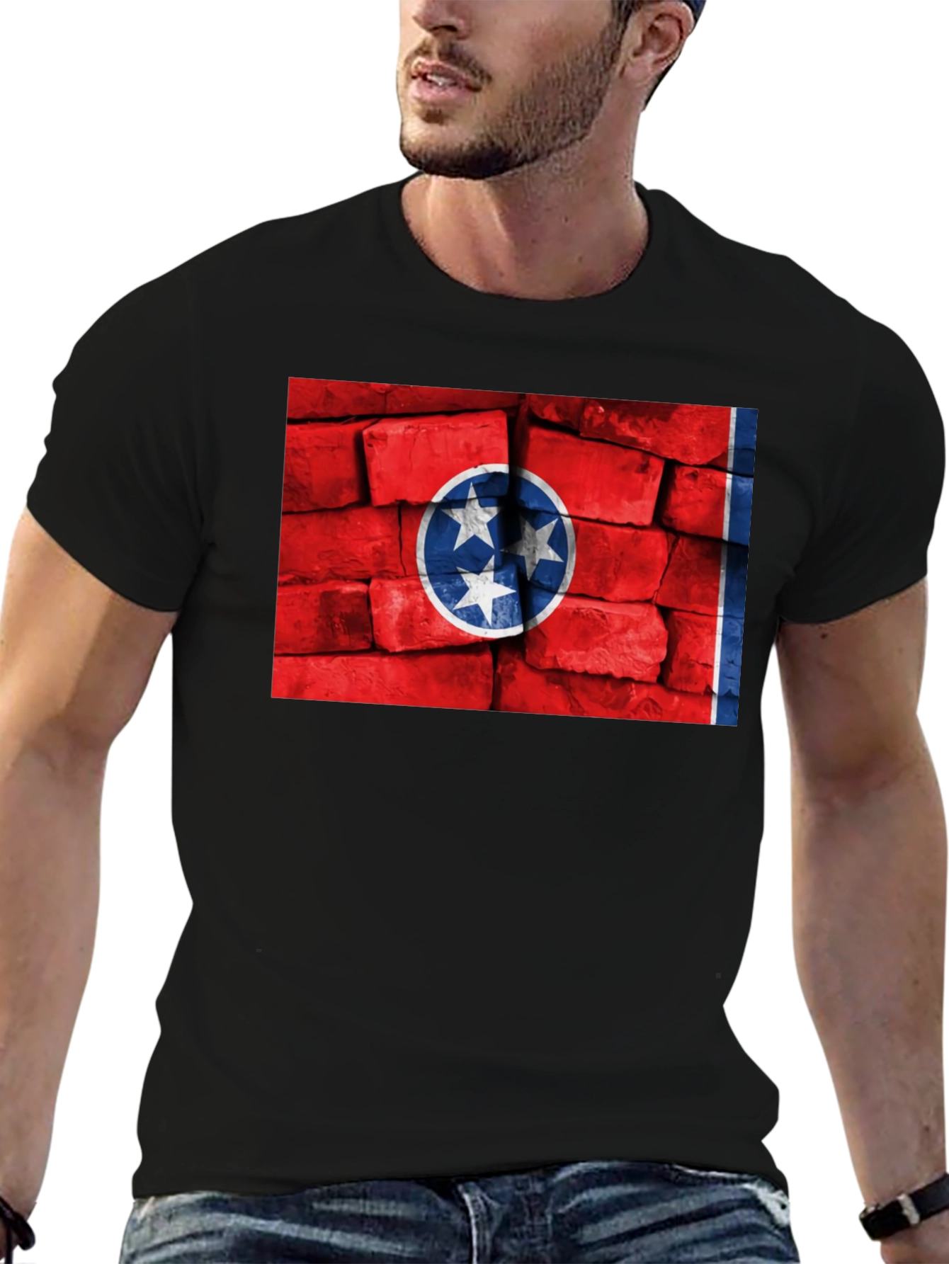 Tennessee Flag Brick Wall Graphic T-Shirt