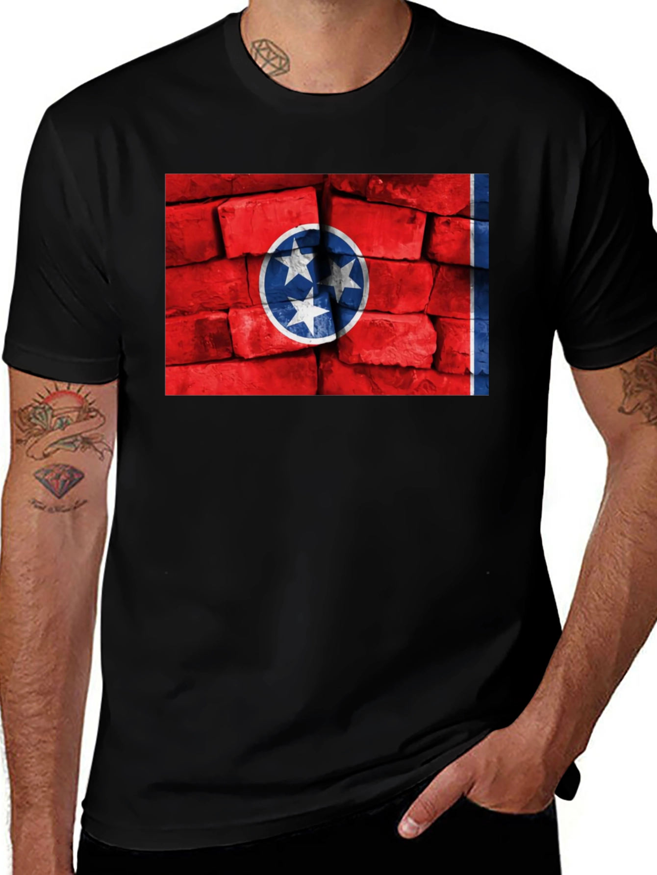Tennessee Flag Brick Wall Graphic T-Shirt