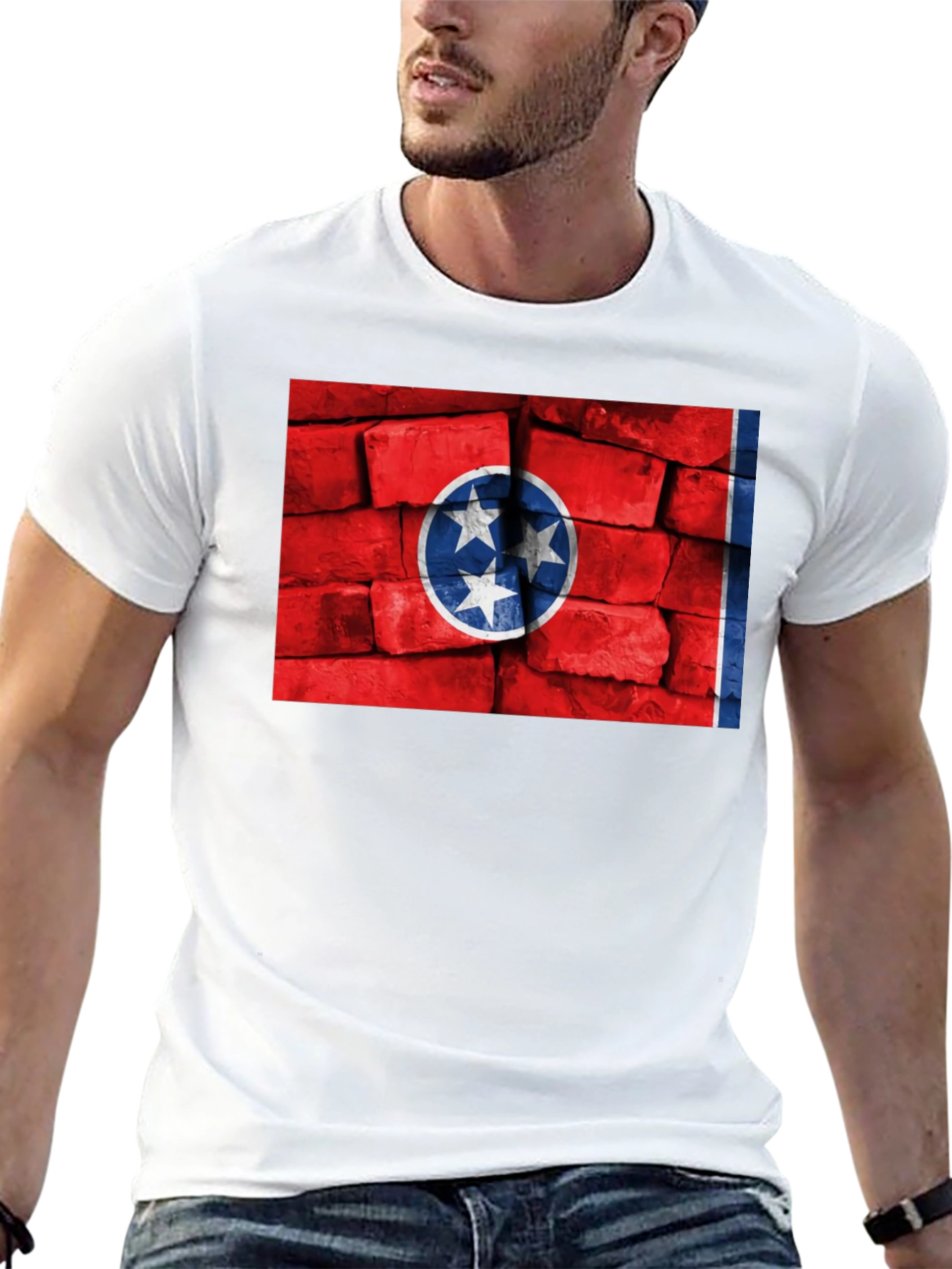 Tennessee Flag Brick Wall Graphic T-Shirt