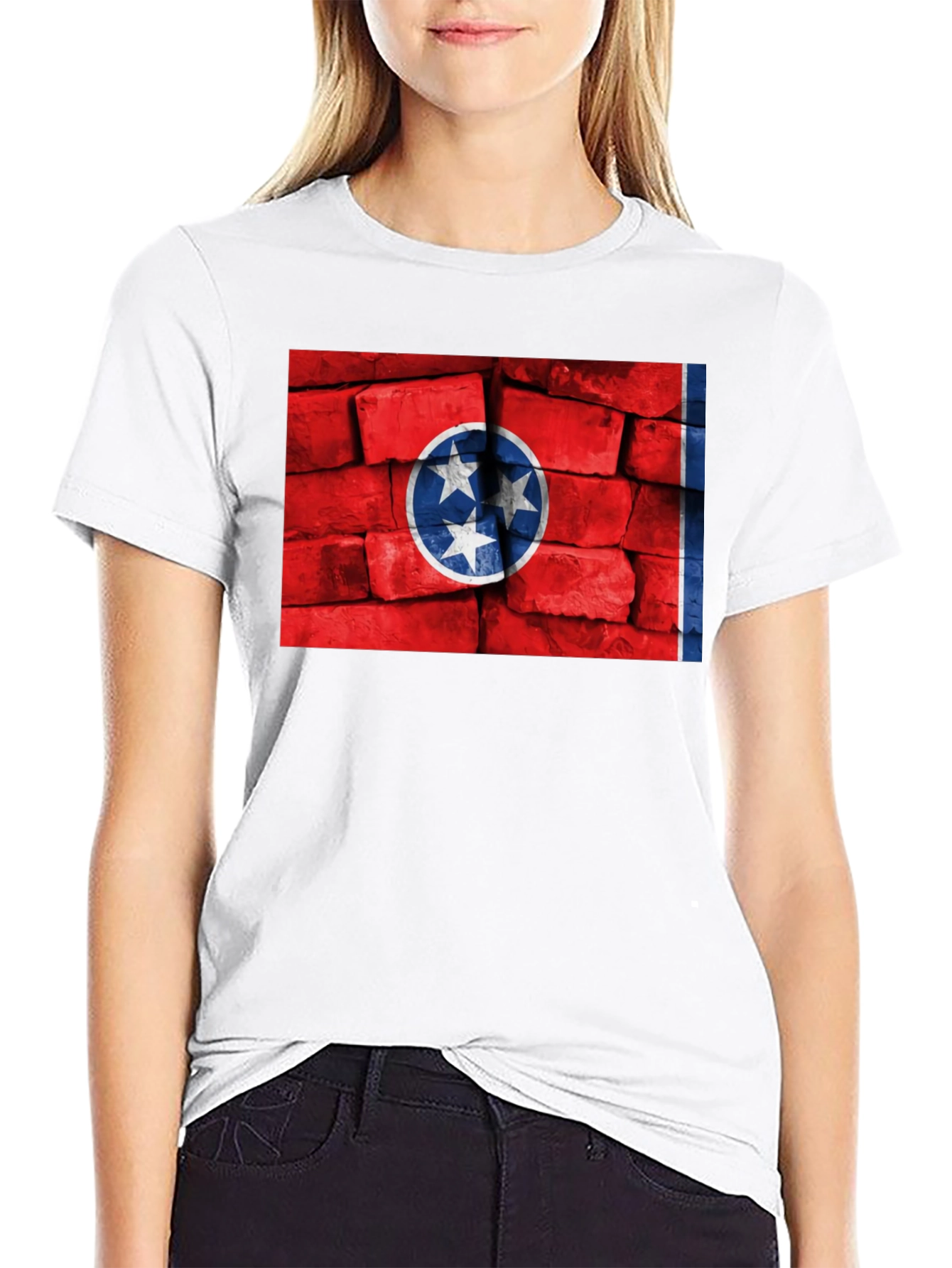 Tennessee Flag Brick Wall Graphic T-Shirt